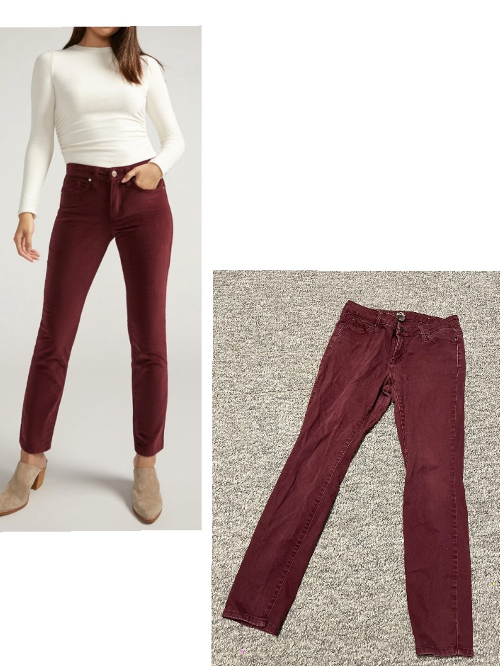 W62 Signature Burgundy Skinny Jeans